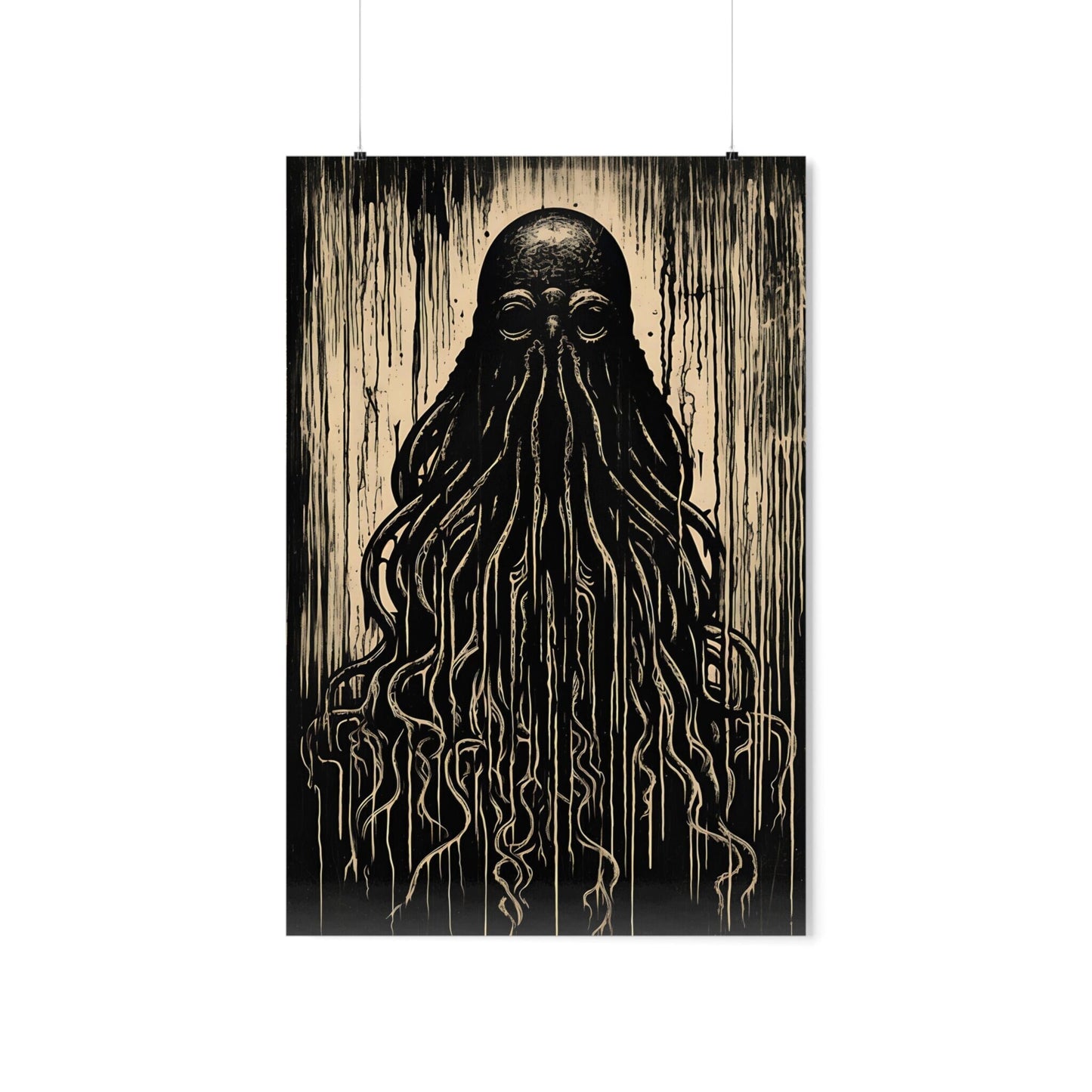 Cthulhu Woodcut Art Print