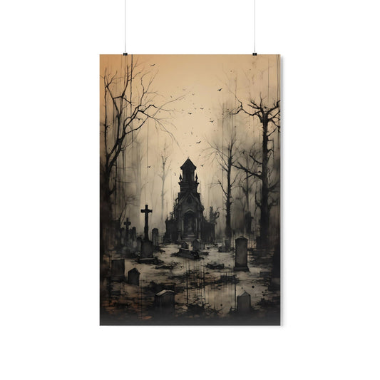 Haunted Graveyard Art Print