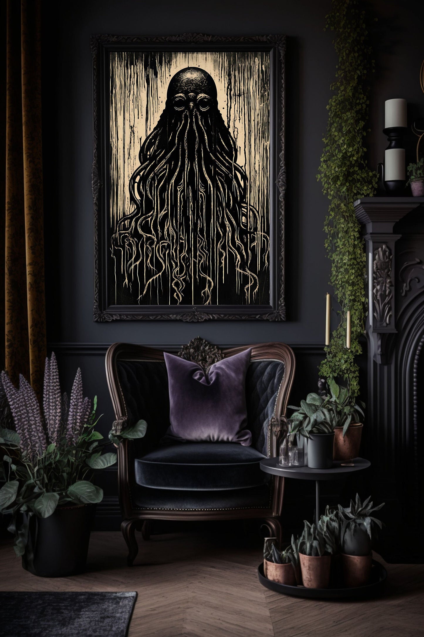 Cthulhu Woodcut Art Print