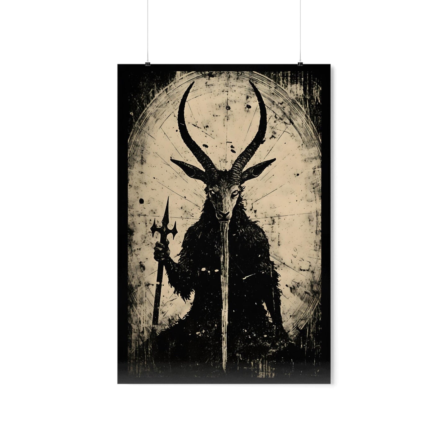 Baphomet Woodcut Art Print