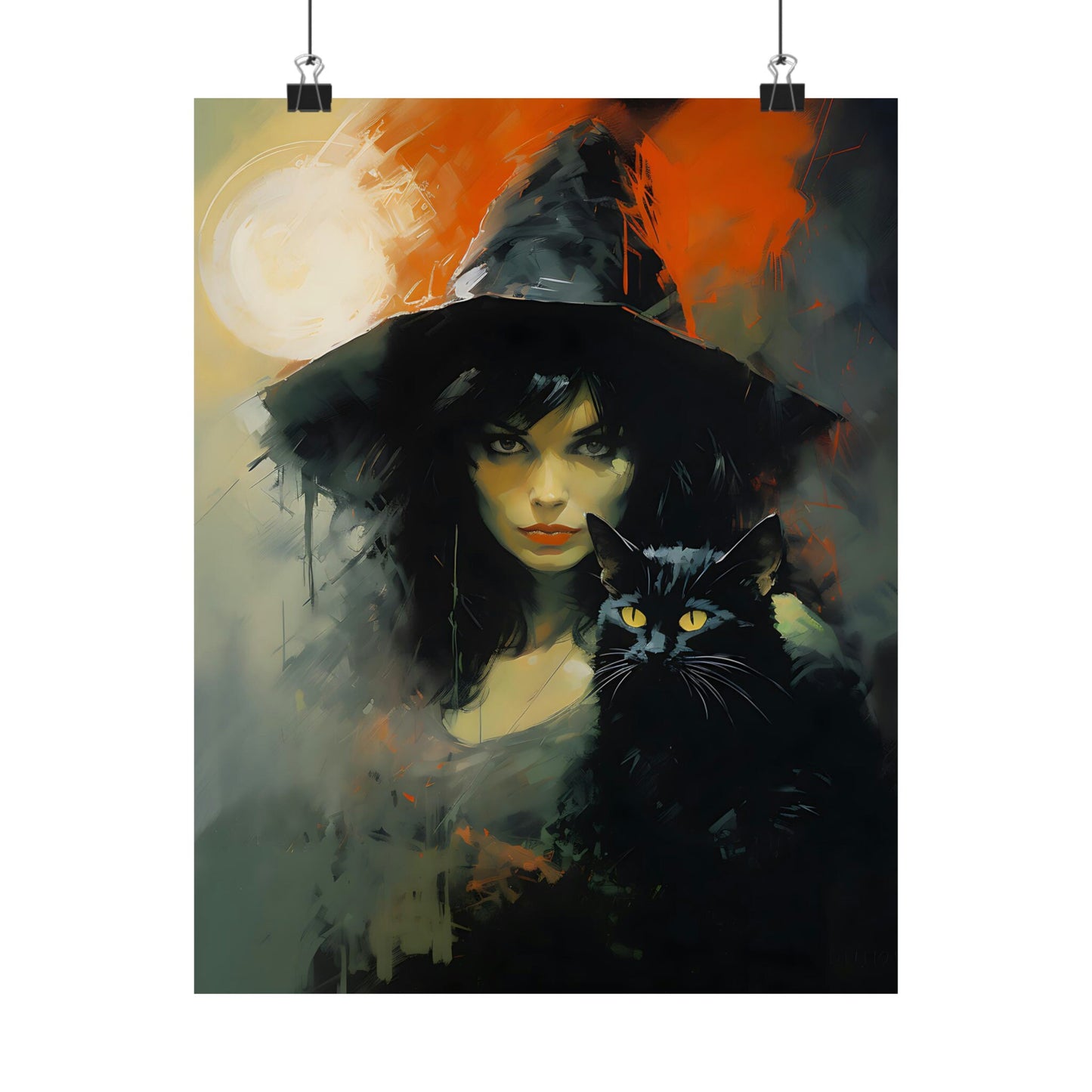 Witch and Familiar Watercolor Art Print