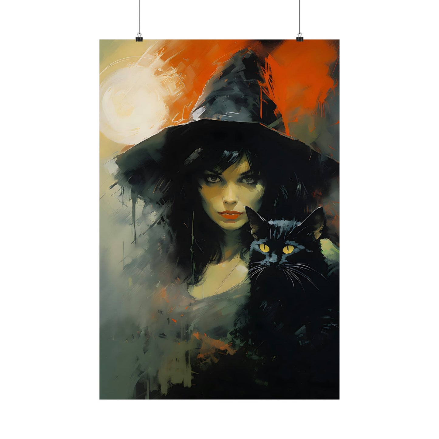 Witch and Familiar Watercolor Art Print