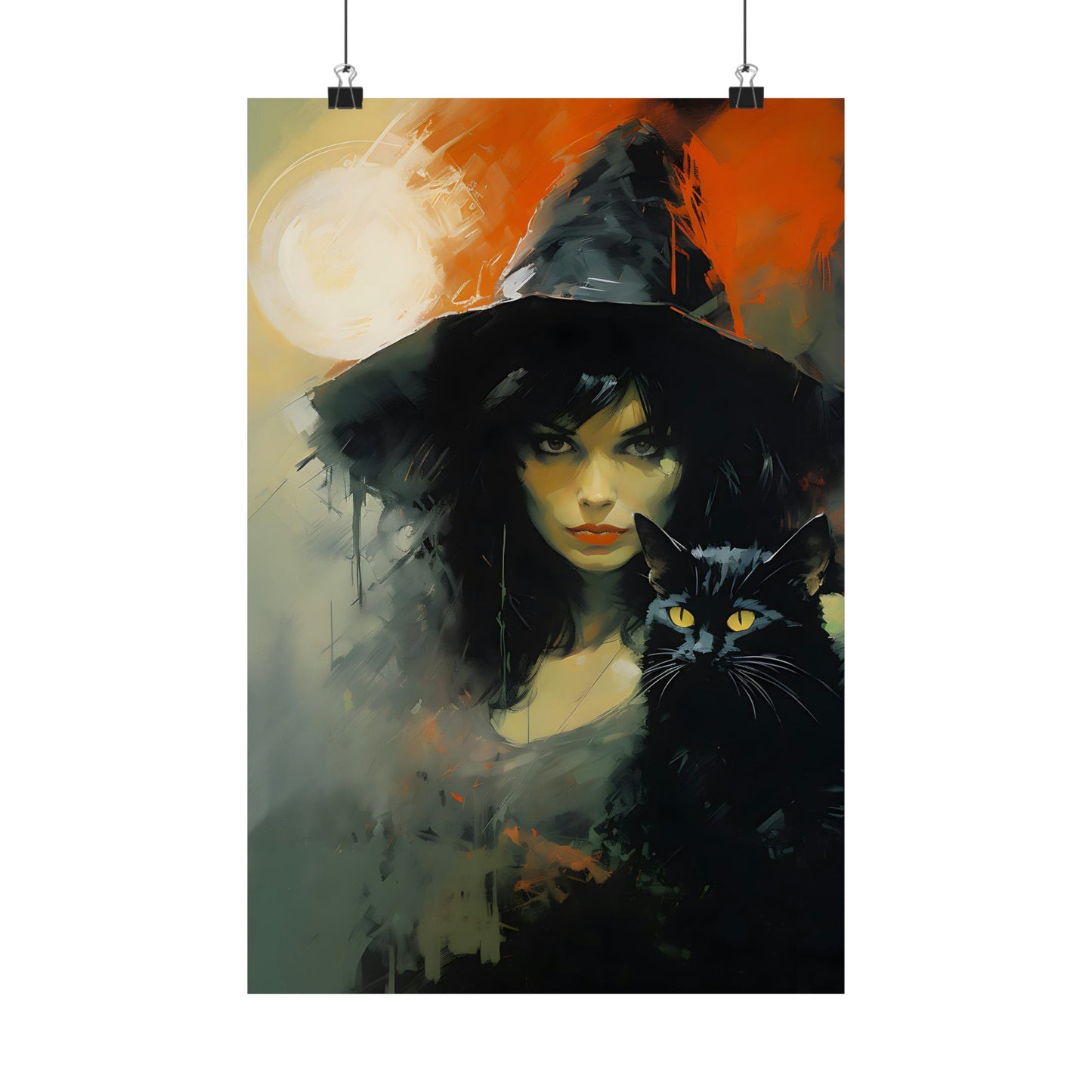 Witch and Familiar Watercolor Art Print