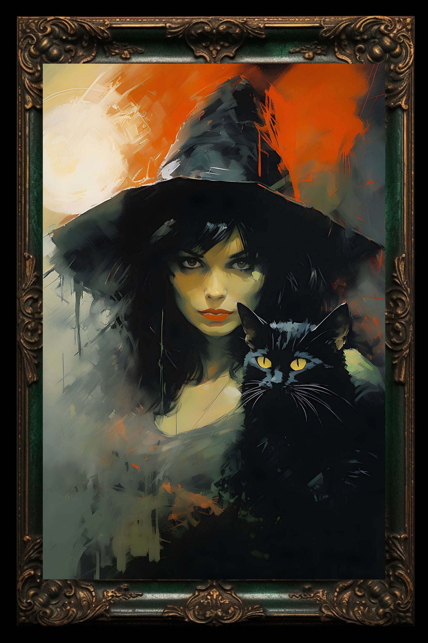 Witch and Familiar Watercolor Art Print